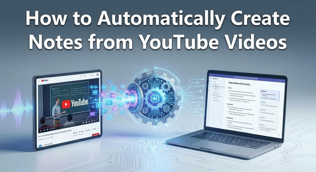 如何自动从 YouTube 视频生成笔记（免费 AI 工具与可视化指南）