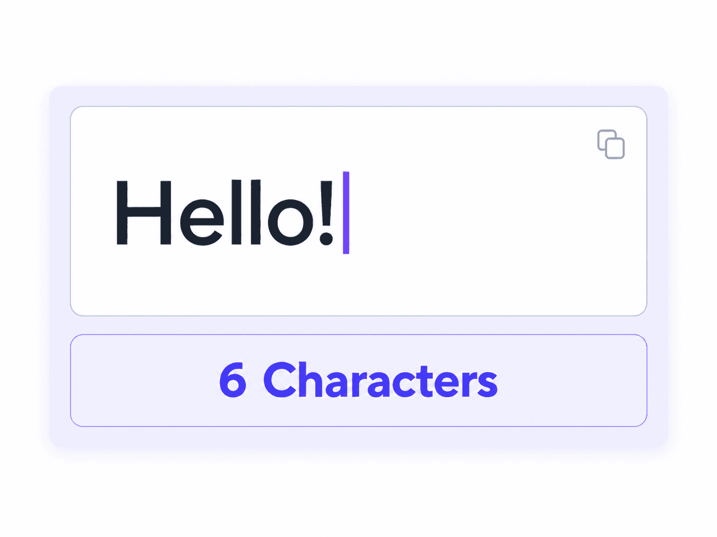 "Hello!"가 6자로 계산되는 문자 카운터 그림