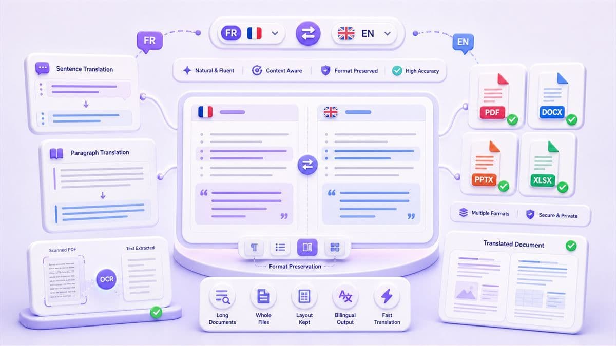 Traducción de texto, oraciones y documentos en francés