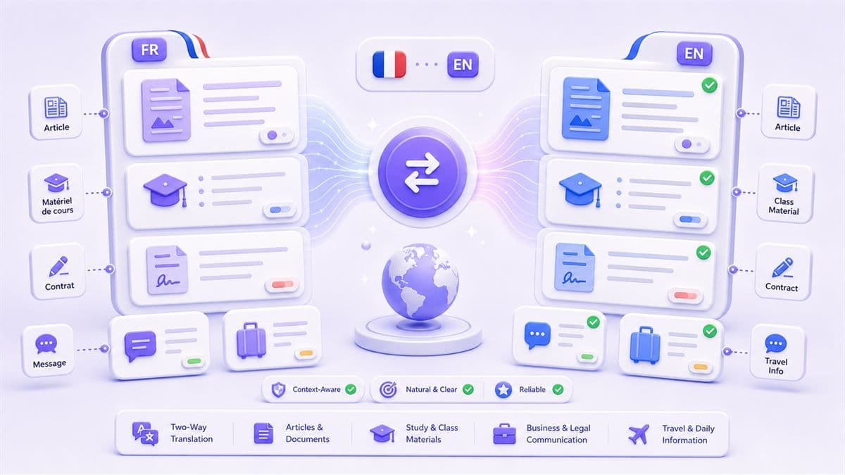 Traducción de francés a inglés simplificada