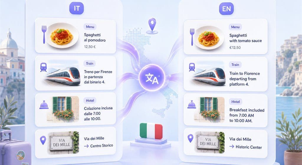Traduci Appunti di Viaggio e Conversazioni Reali in Italiano