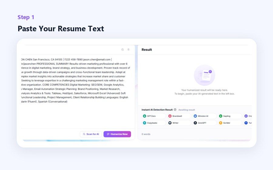 Paste Resume Text