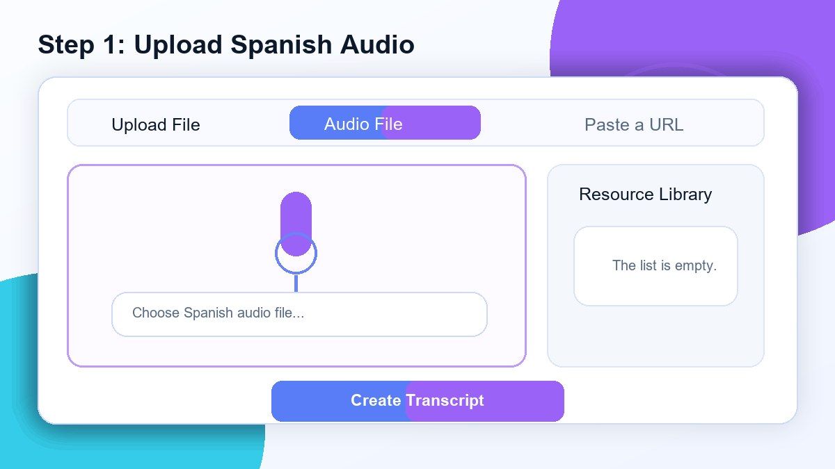 Schritt 1. Spanisches Audio hochladen
