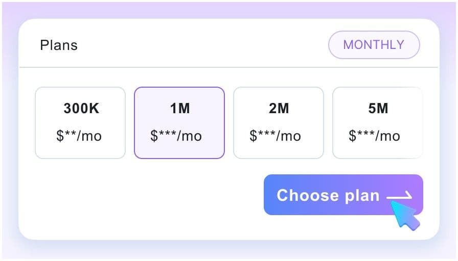 เลือกแผนเครดิต API รายเดือนของคุณ