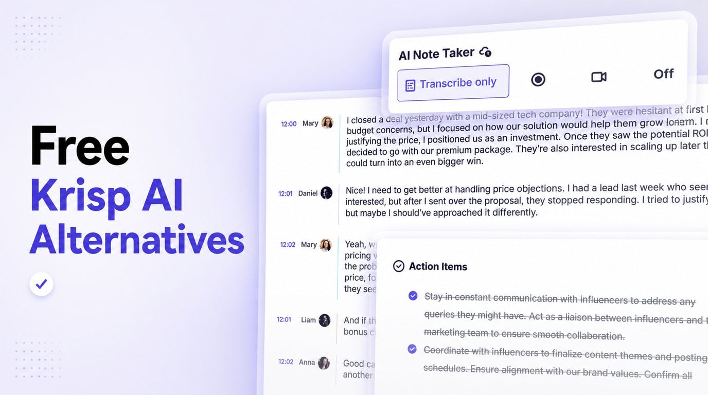 8 Best Free Krisp AI Alternatives for Notes and Clearer Calls