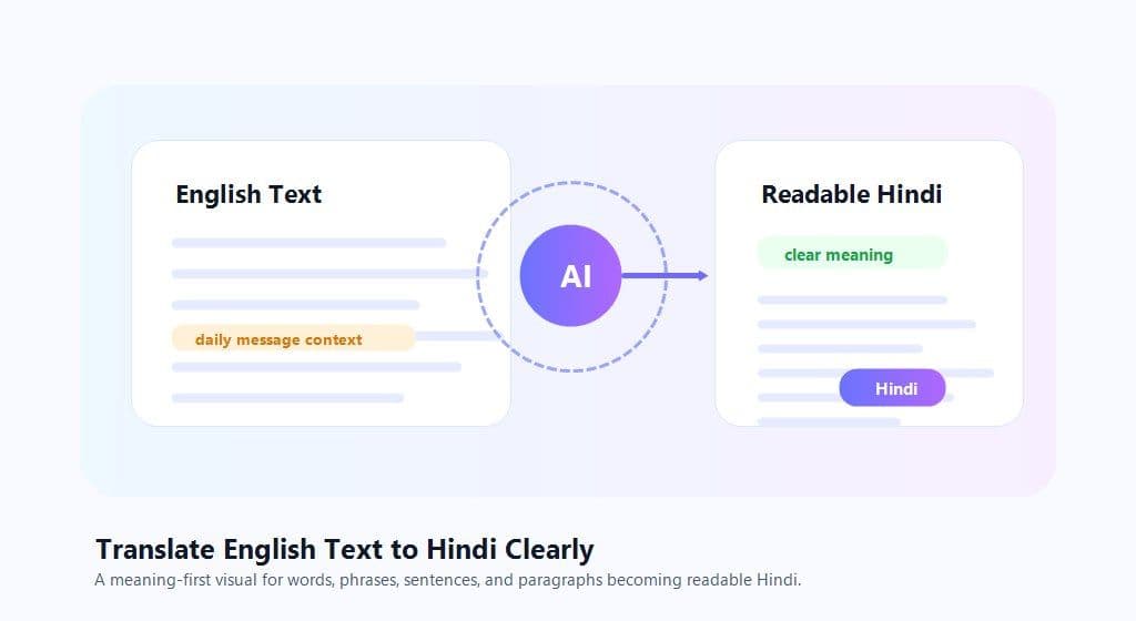 Un'immagine che mostra il testo inglese tradotto chiaramente in hindi