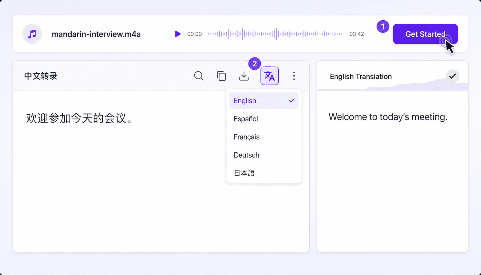 Passaggio 2. Ottieni la Trascrizione e Traduci